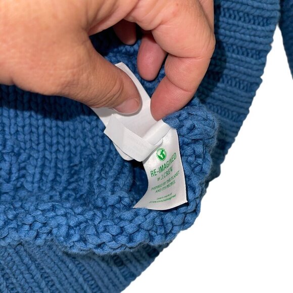 J Crew Mens Sweater Size Medium Blue Nautical Anchor Cowichan Full Zip Pockets - Picture 5 of 8